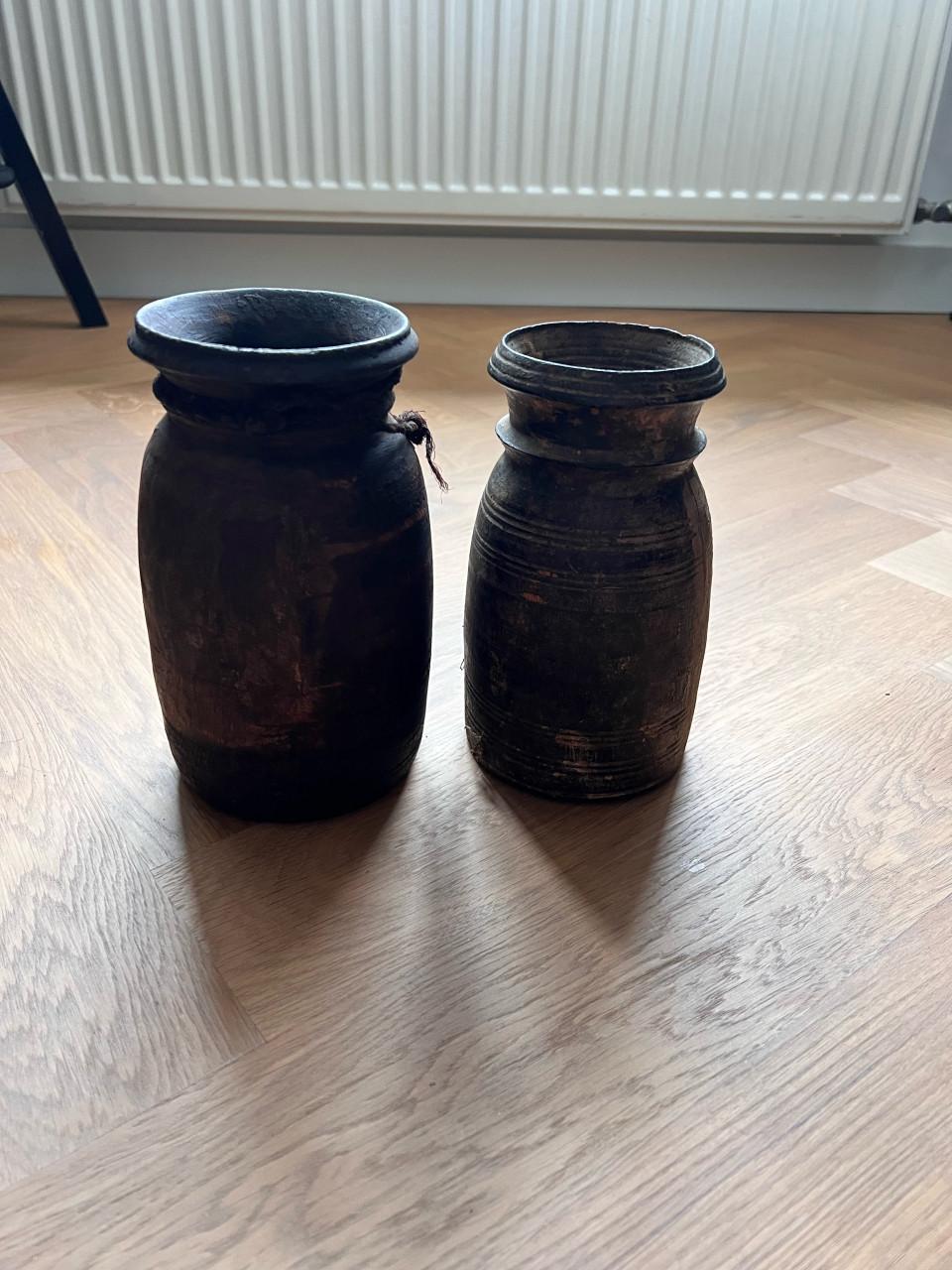 Set houten kruikjes