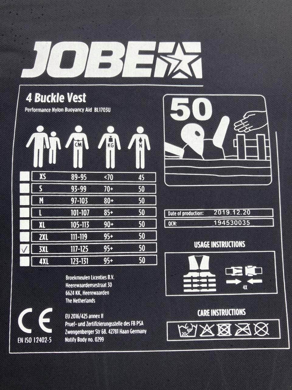 Jobe zwemvest 3XL