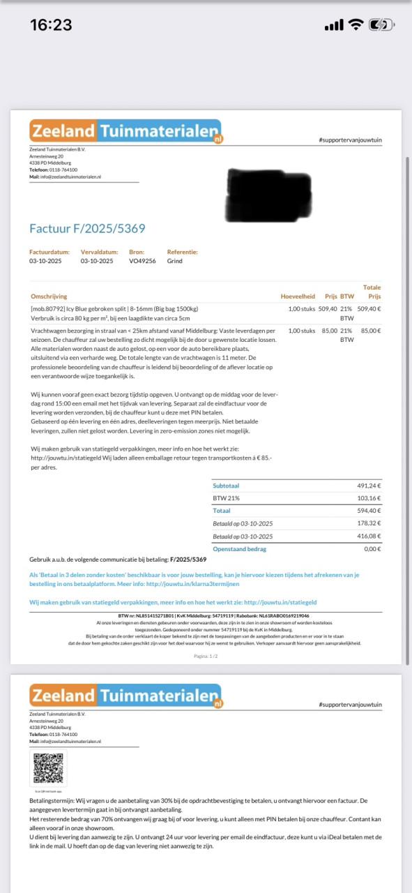 Ice Blue split incl witte grind matten 20m2
