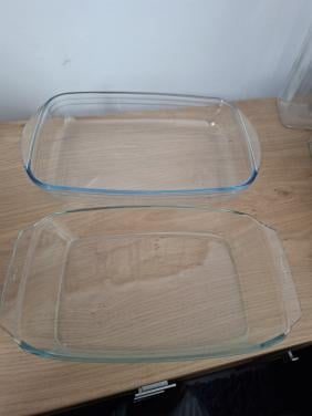 4 grote glazen ovenschalen