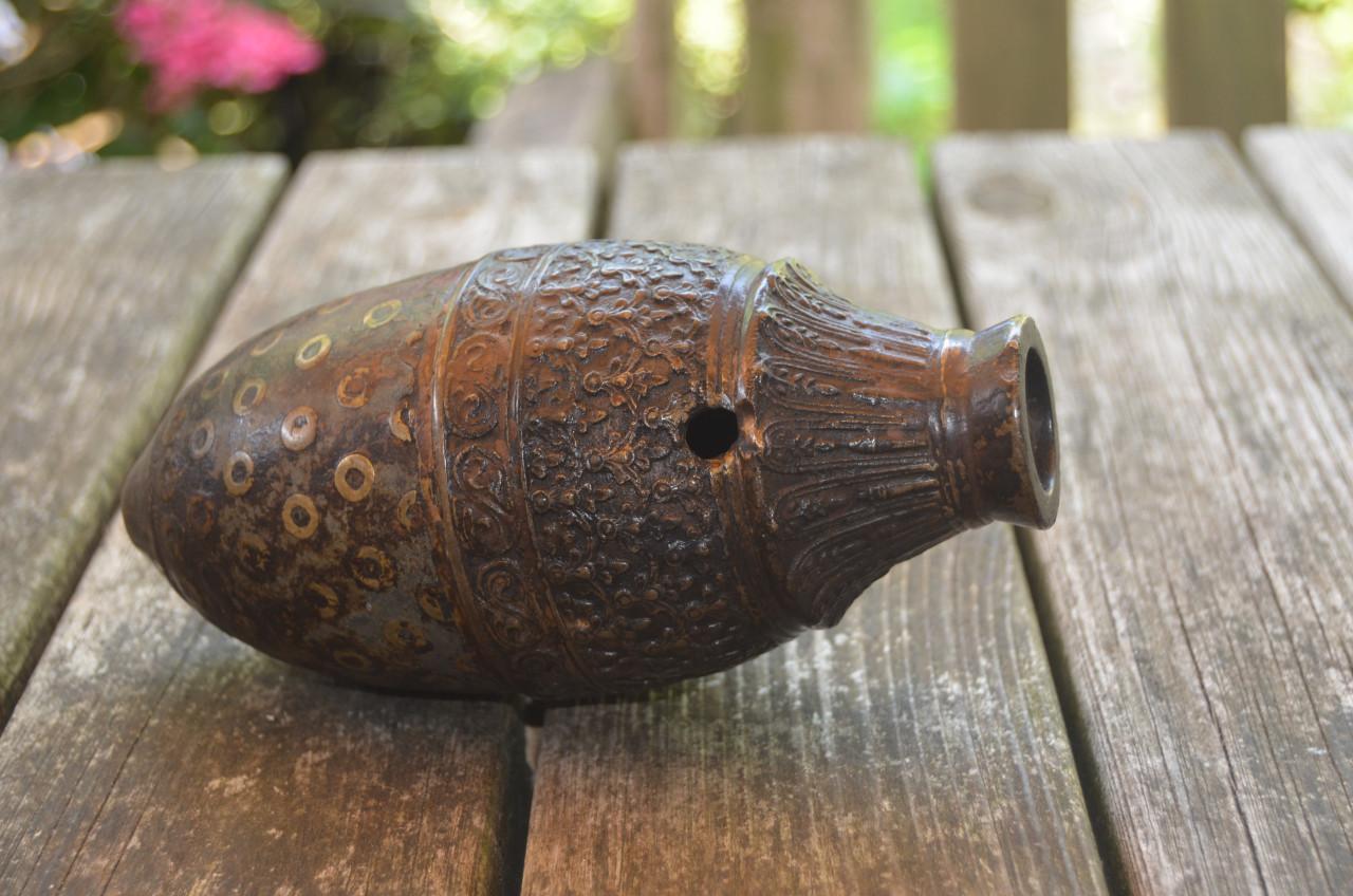 Zeer fraaie Hookah pijp, brons, India 18e eeuw.