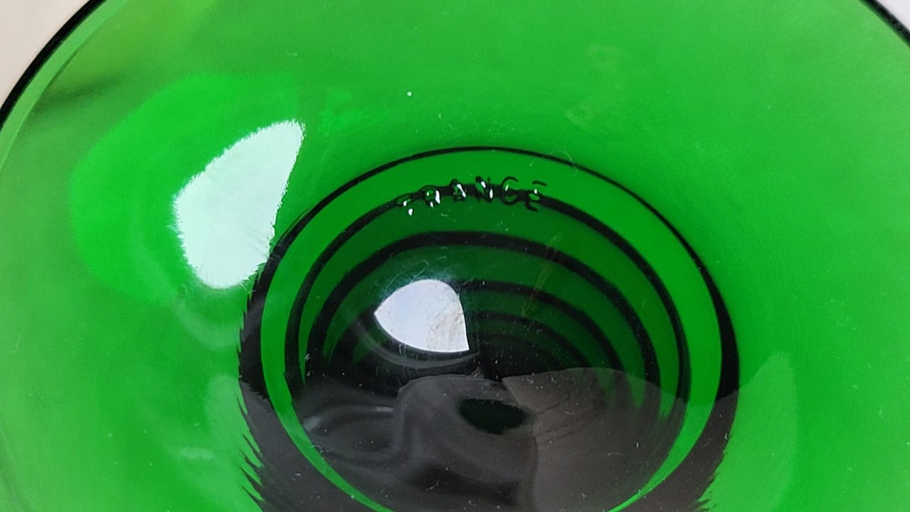 Vintage wijnglas France groene voet
