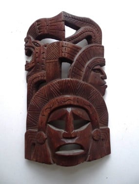 Houten Masker Maya Mexico Houtsnijwerk