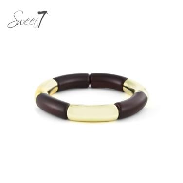 Armband met goudkleur en donkerbruine elementen