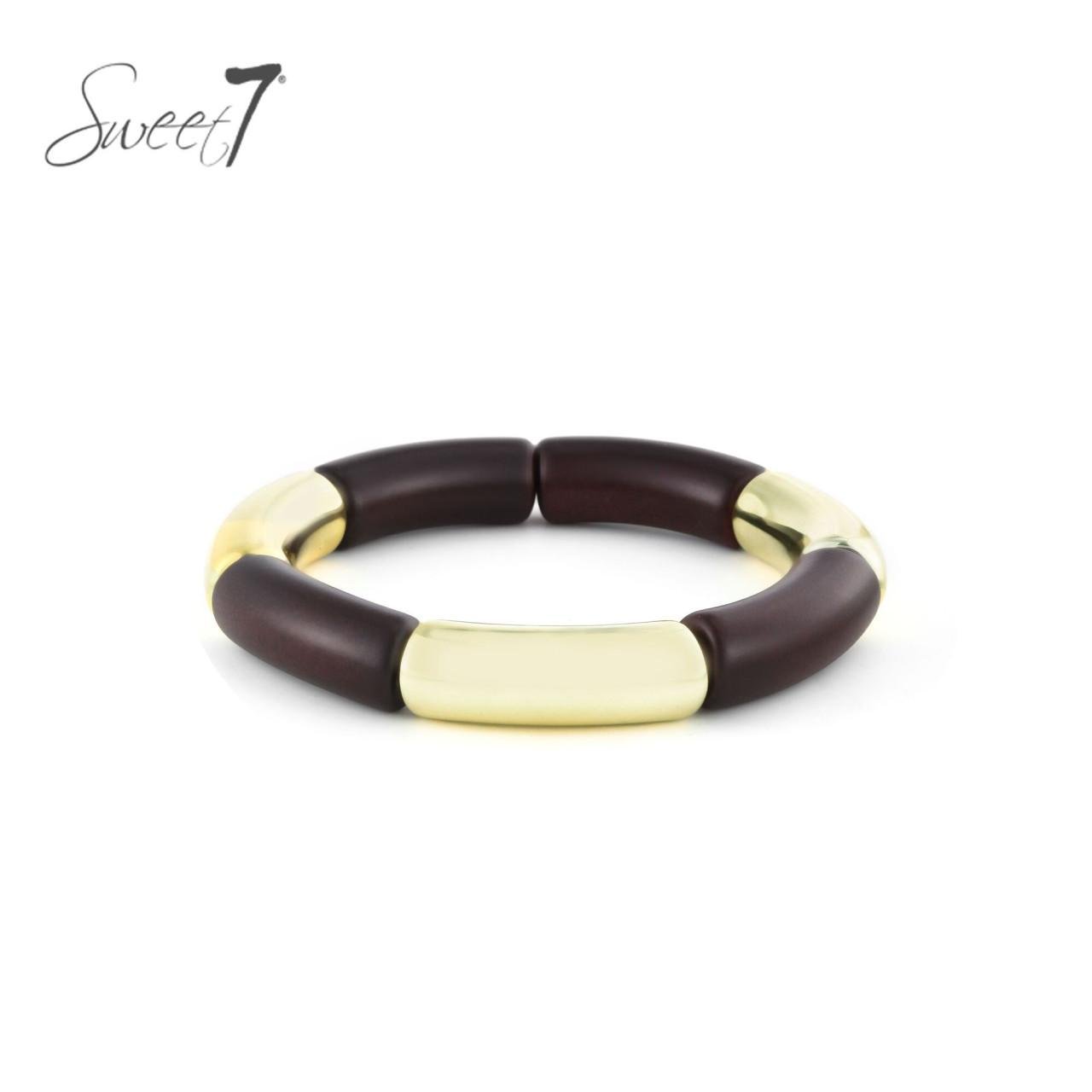 Armband met goudkleur en donkerbruine elementen