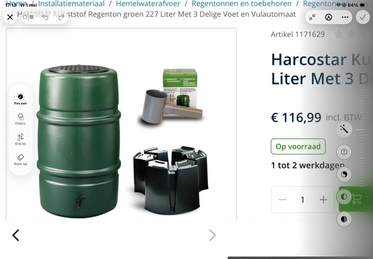 Regenton kunstof 227 liter