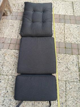 4 tuinstoelkussens 160x52cm Antraciet
