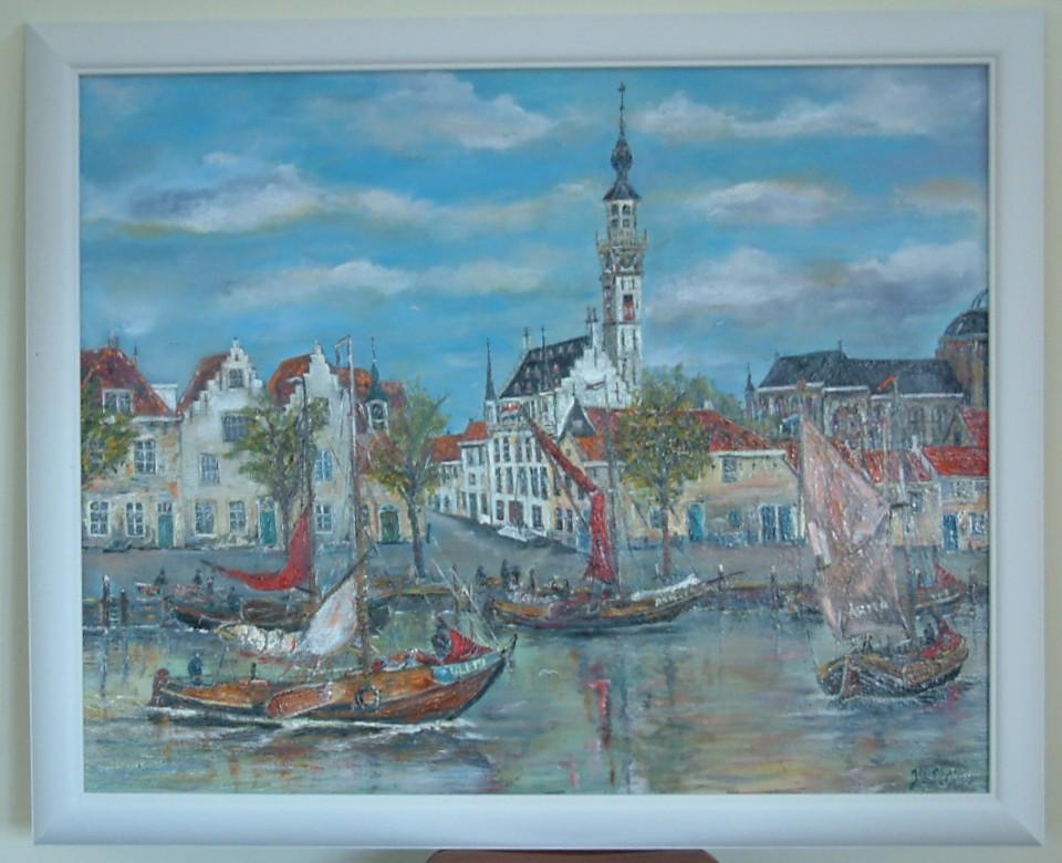 Voor de vaste kijkers   Arnemuiden stad  haven en vergezicht  ook Veere