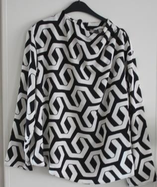 Zwarte witte print blouse shirt maat xl