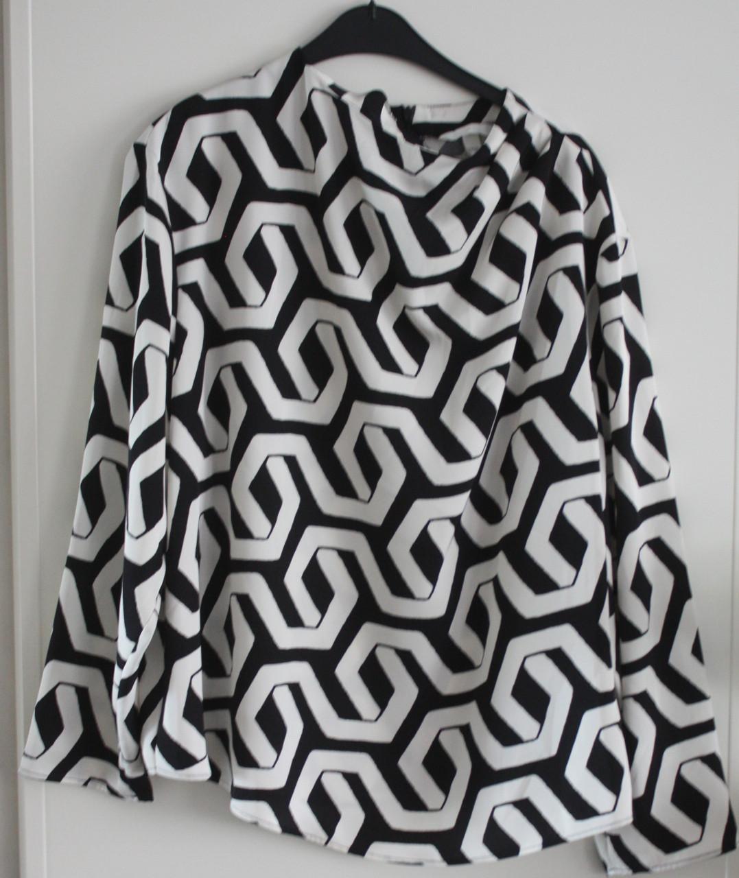 Zwarte witte print blouse shirt maat xl