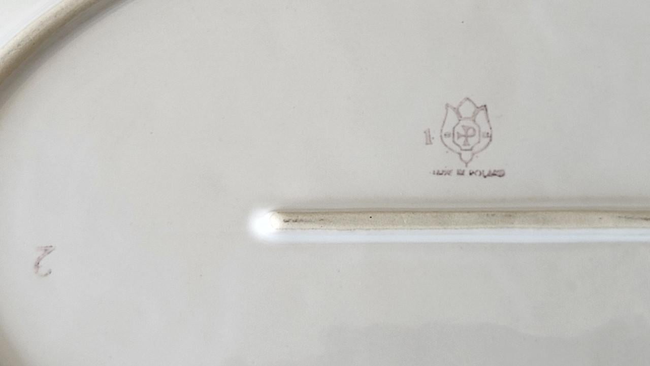 Pools aardewerk (Pruszkow) schaal ovaal 33,5 x 23,5 cm