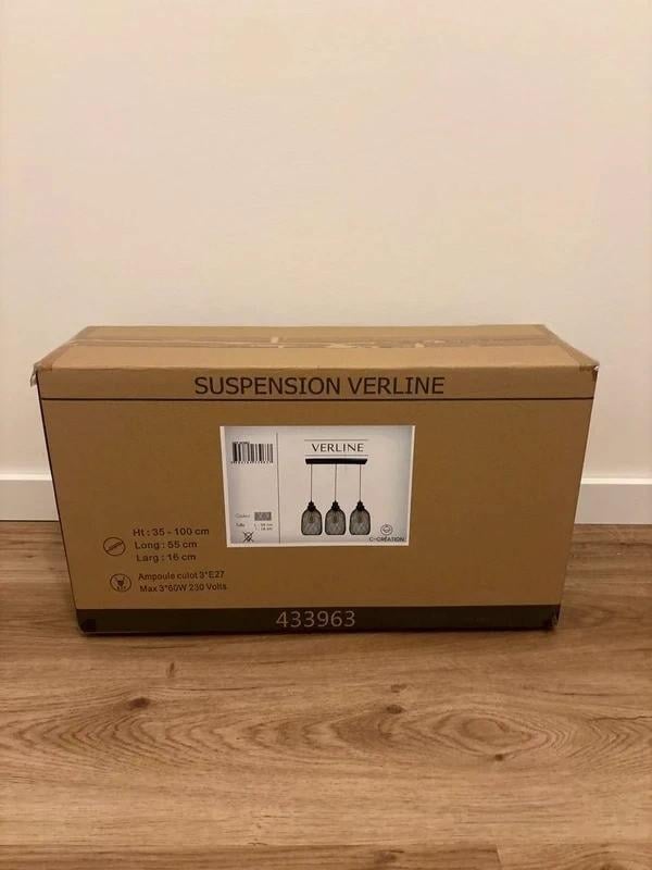 Suspension Verline hanglamp zwart 3-lichts nieuw in doos