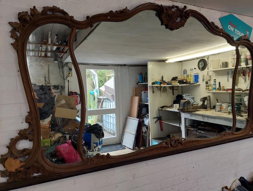 Grote brocante langwerpige spiegel