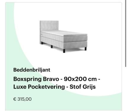Boxspring 90x200 cm met eenden donzen dekbed