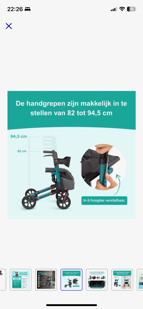 Als nieuw - Rollator - Rovera Mobility, dubbel op ouwbaar