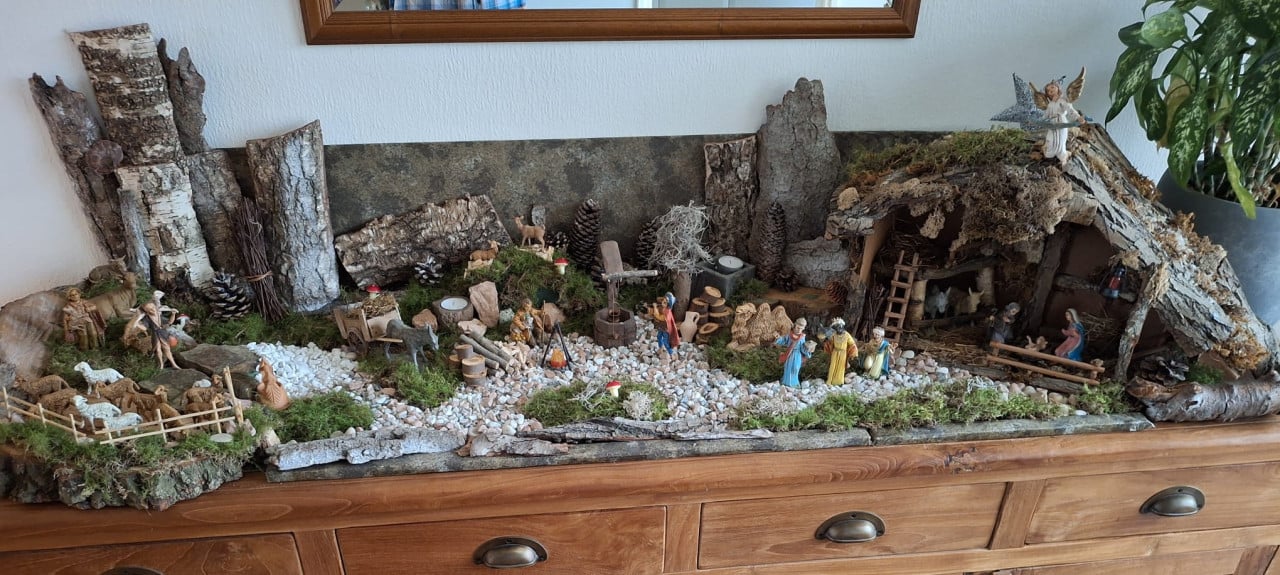 Kerststal met toebehoren