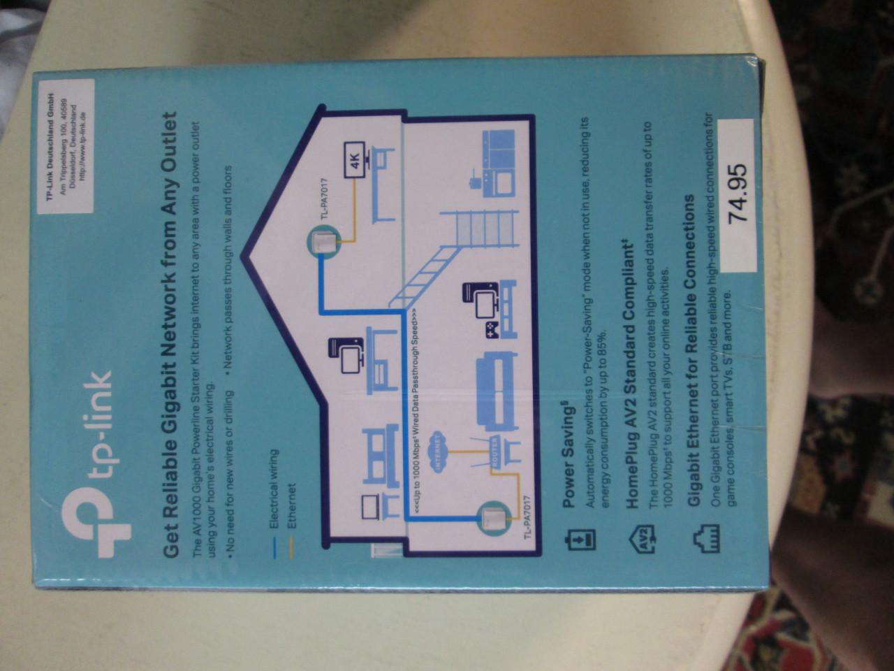 T P link power line starter kit A V 1000