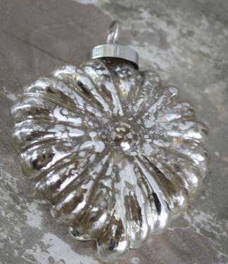 Kerstbal glas hart zilver kleur