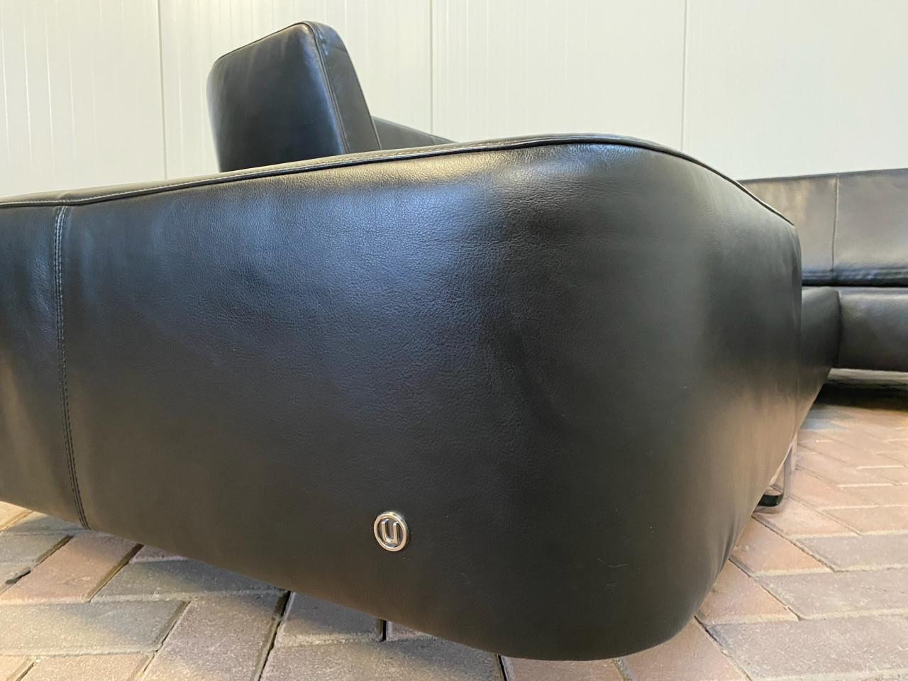 Natuzzi Opus Zwarte Leren Hoekbank-Gratis Levering NL