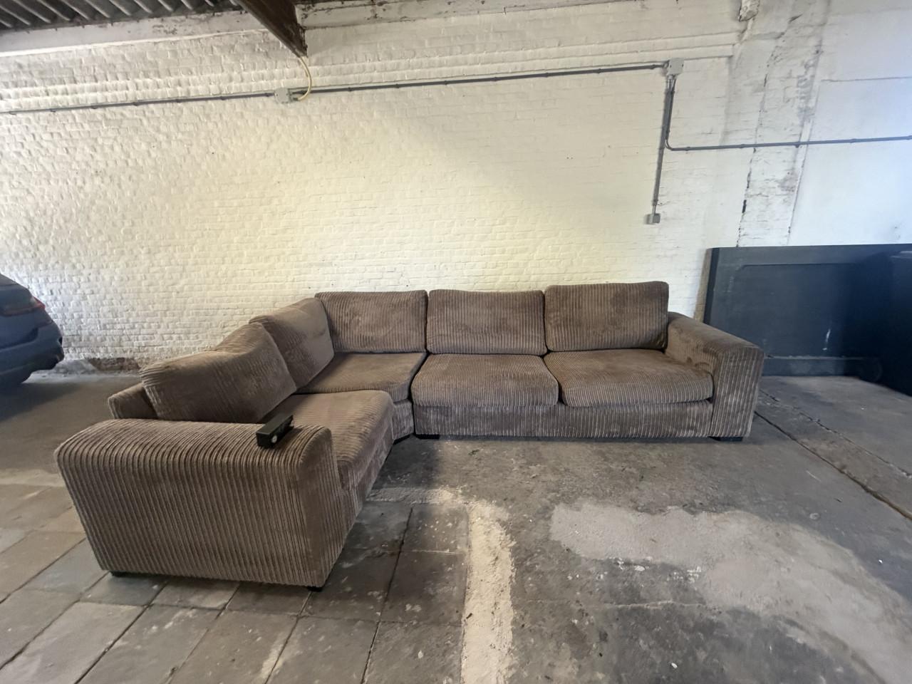Bankstel beige rib stof