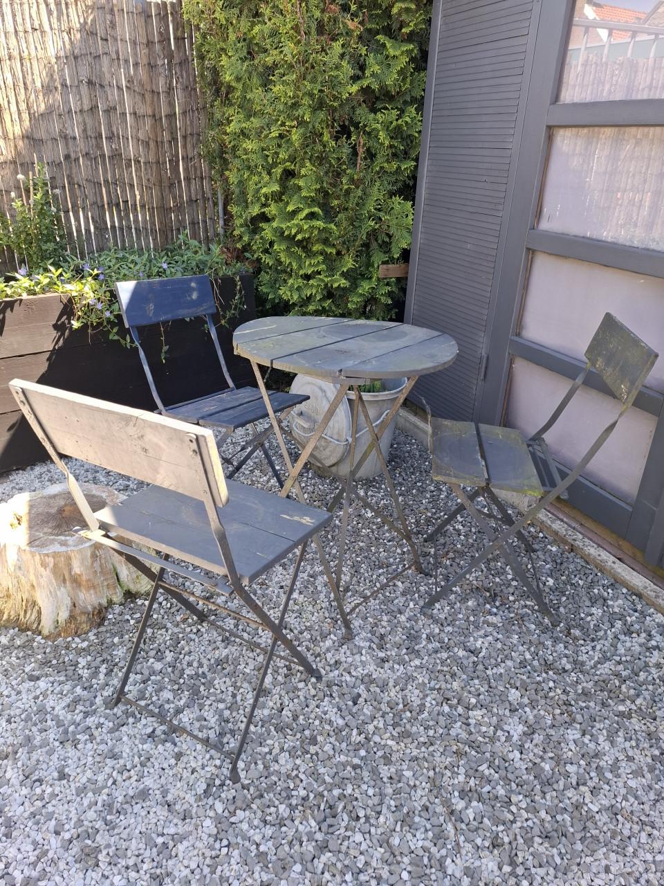 Bistroset hout/metaal