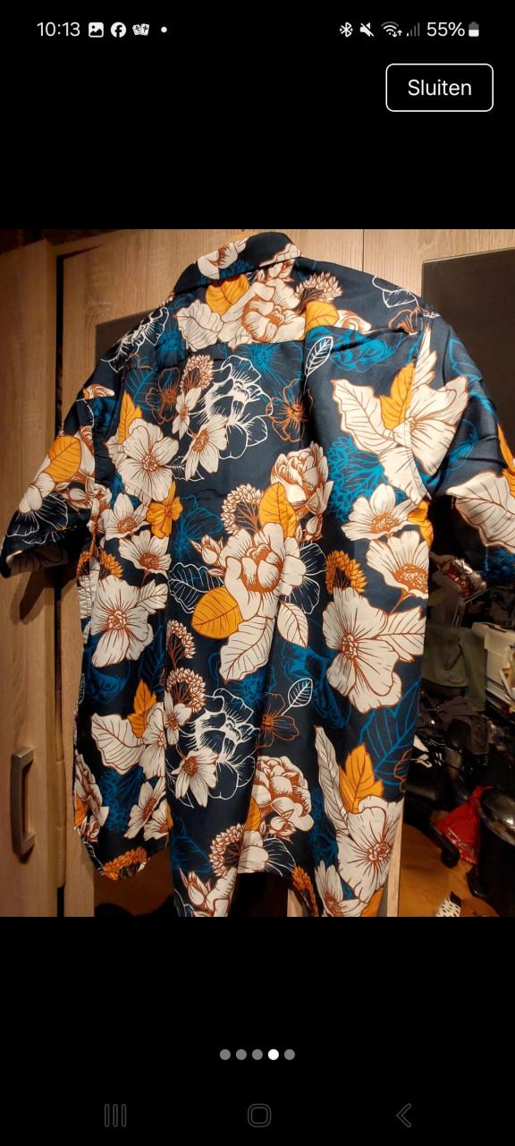 Nieuwe heren hawaii blouse mt xxxl marine /geel gebloemd