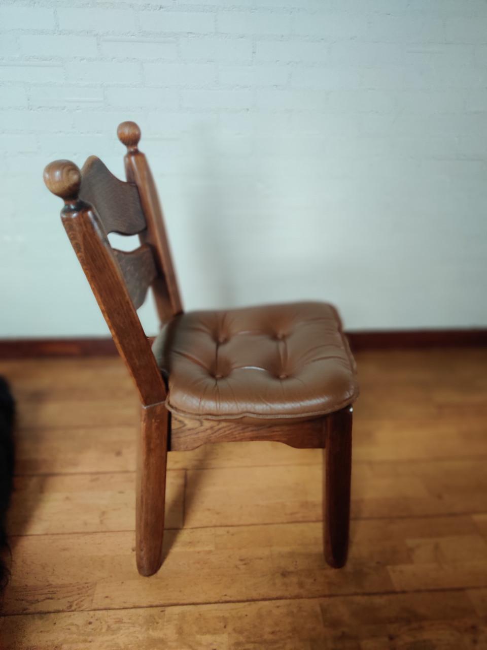 Leer met eikenhout  6 stuks