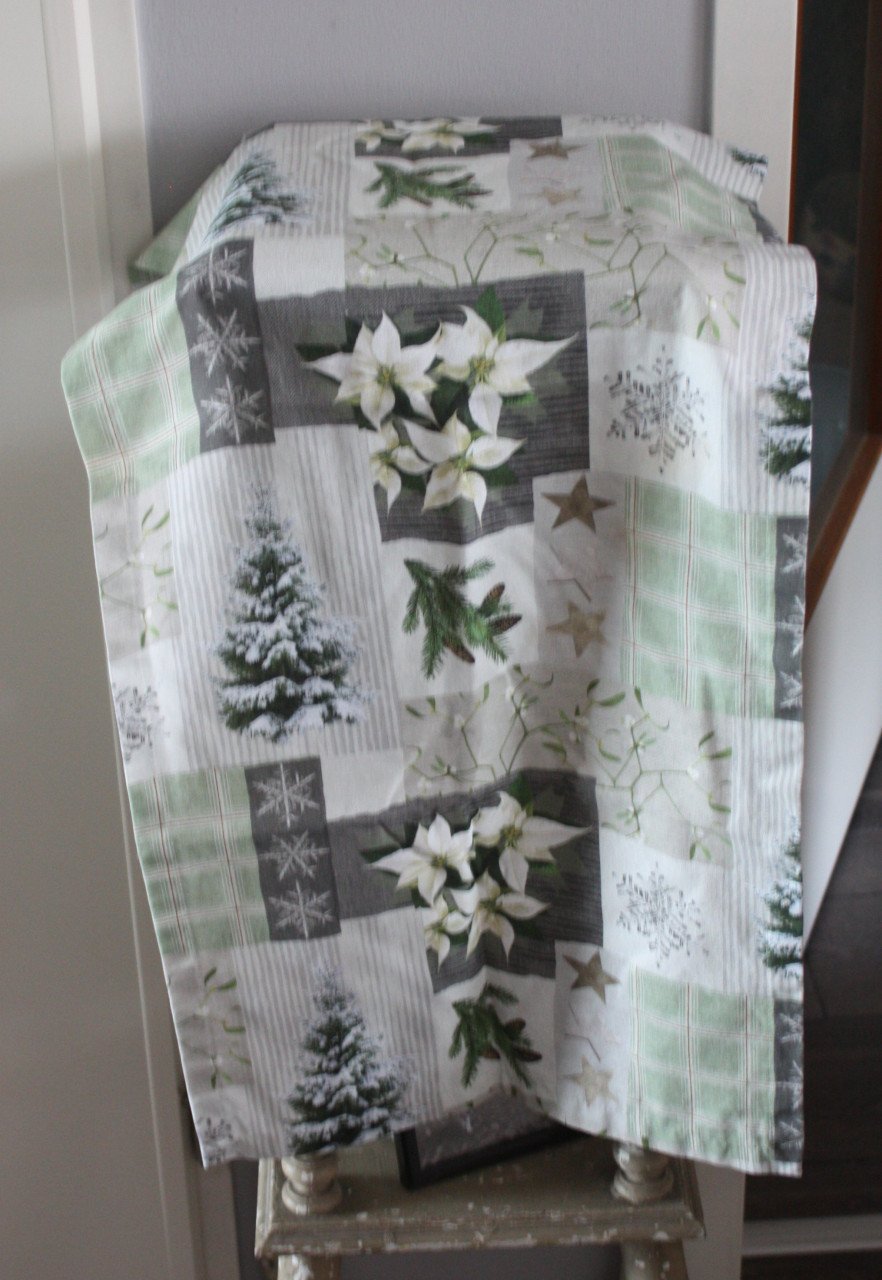 Stoffen tafelloper met kerstprint