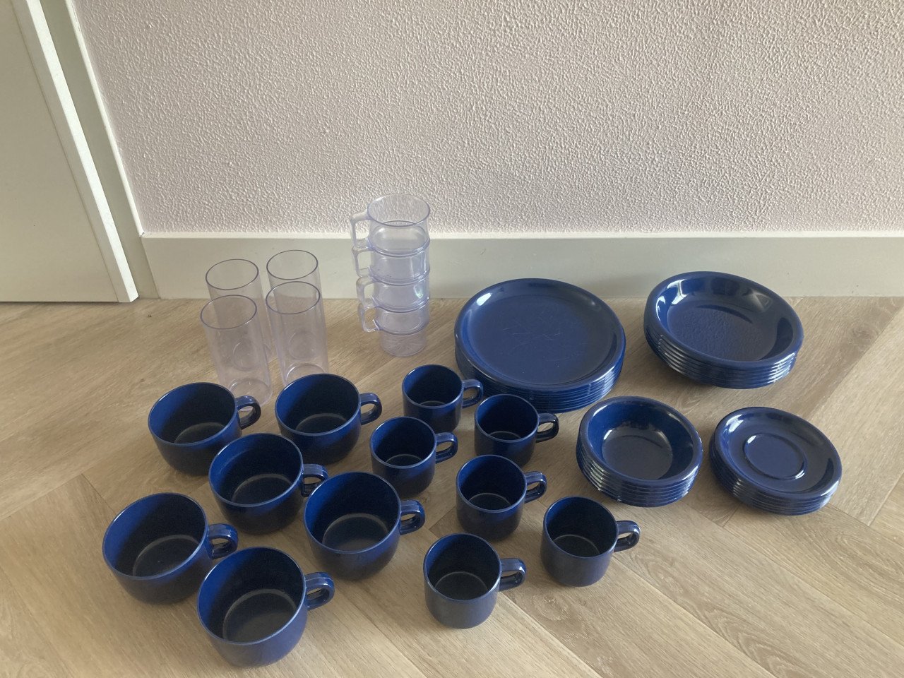 Camping Servies blauw