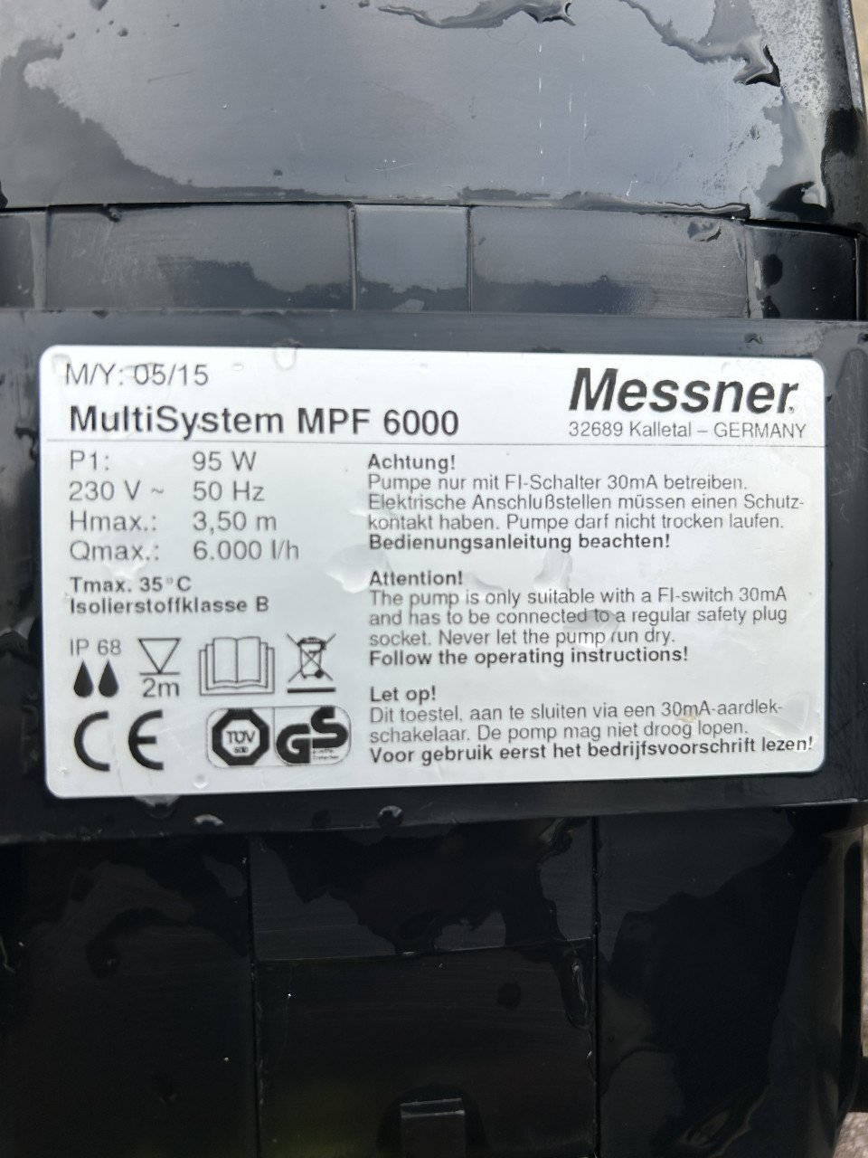 Te koop Messner mpf 6000 multy systeem sterke en zuinige Vijverpomp