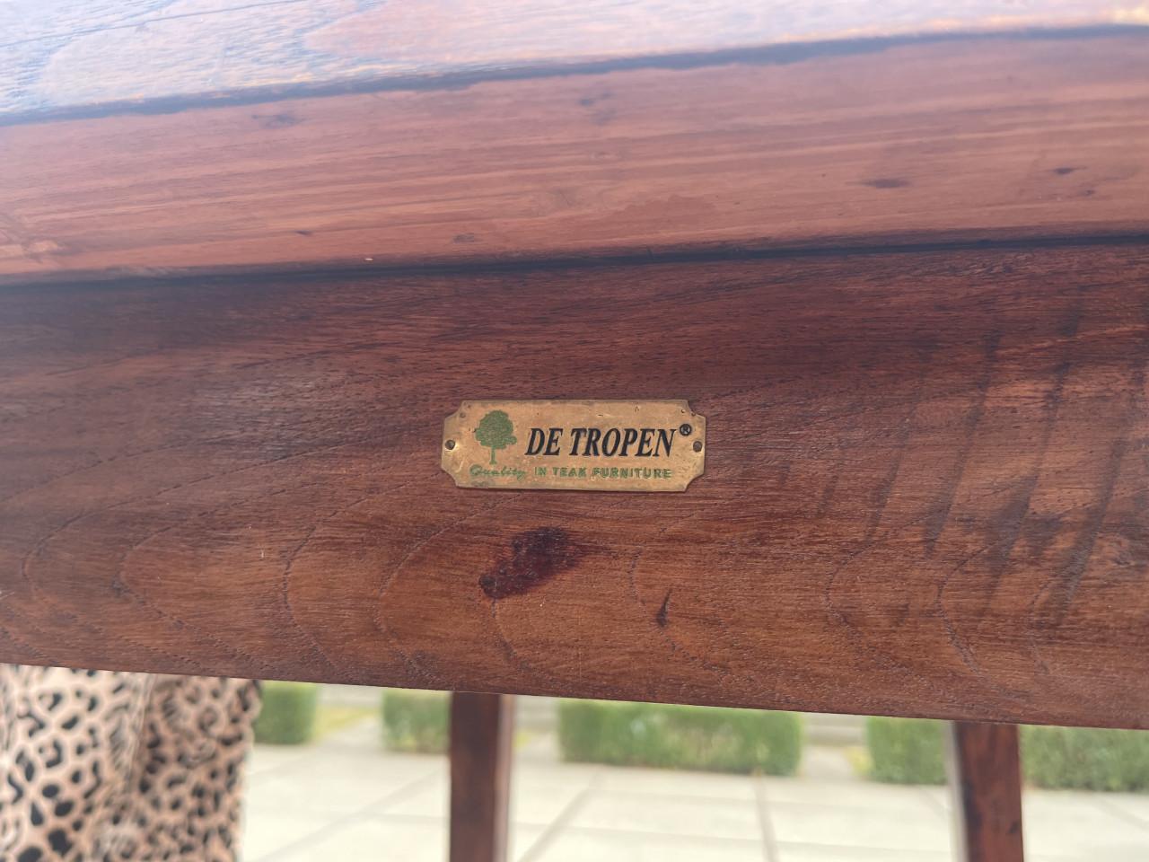 Partij horeca tafels, stoelen en statafels teakhout te koop