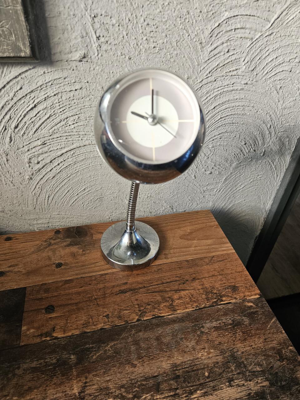 Vintage Chroom Flexibele Tafelklok - Jaren '70 Designklok