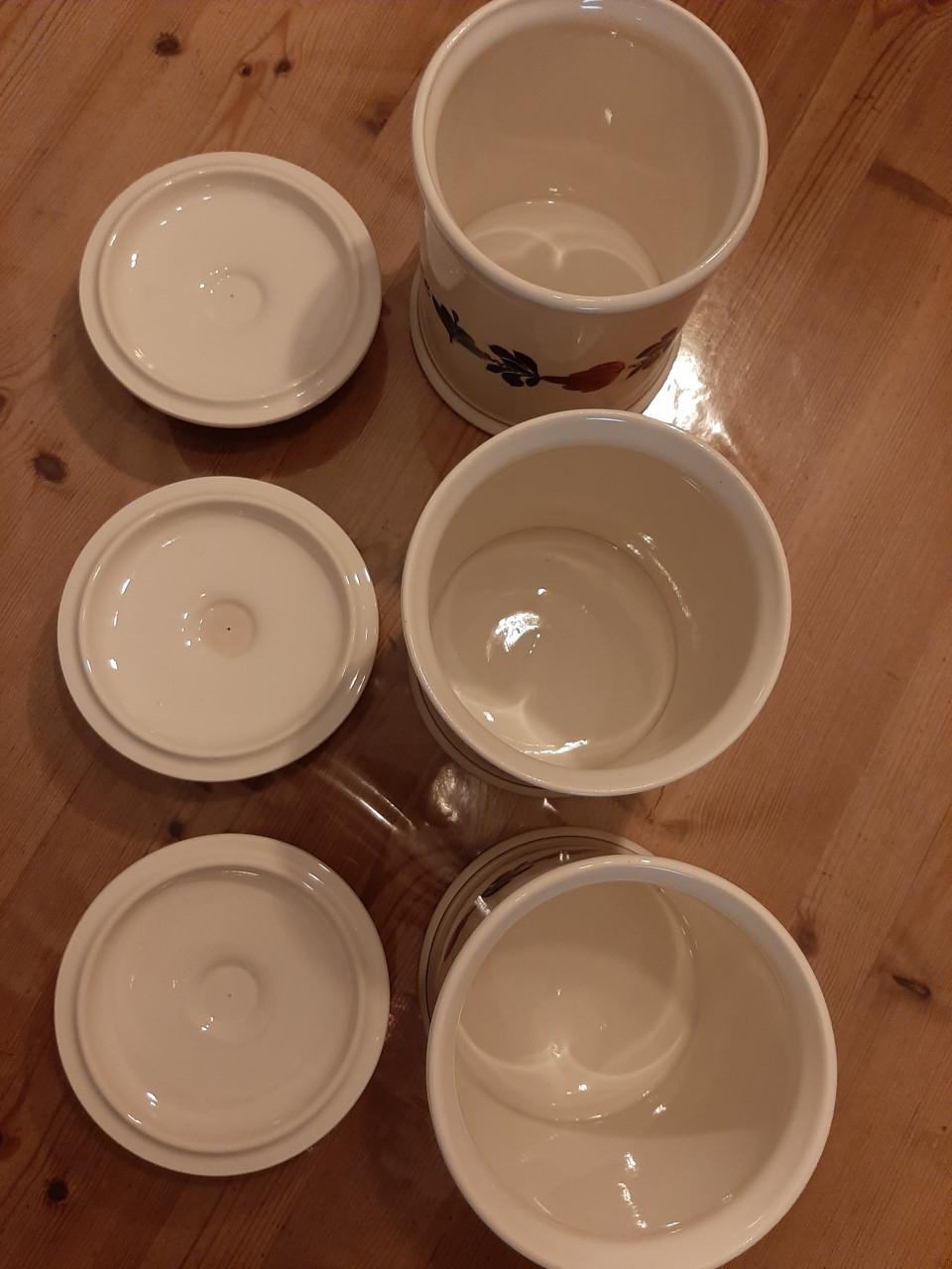 BOERENBONT BOCH - 3  BEWAAR POTTEN - KOFFIE , THEE , SUIKER