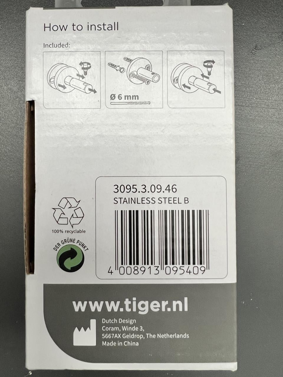 Tiger Boston haak rvs geborsteld