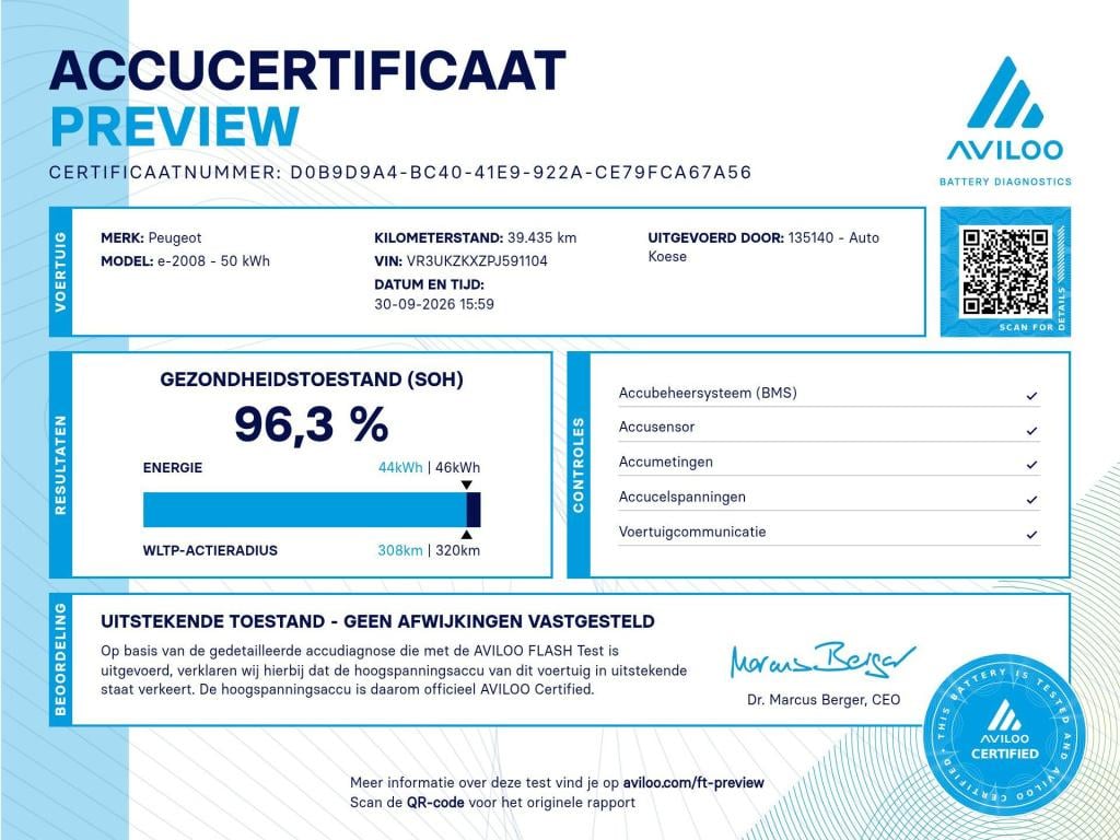 Peugeot E-2008 ev gt 50 kwh | 11 kw lader | 96,3% soh | adaptieve cruise co
