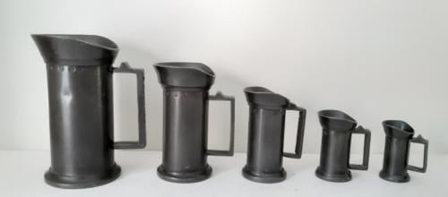 5 tinnen maatkannetjes
