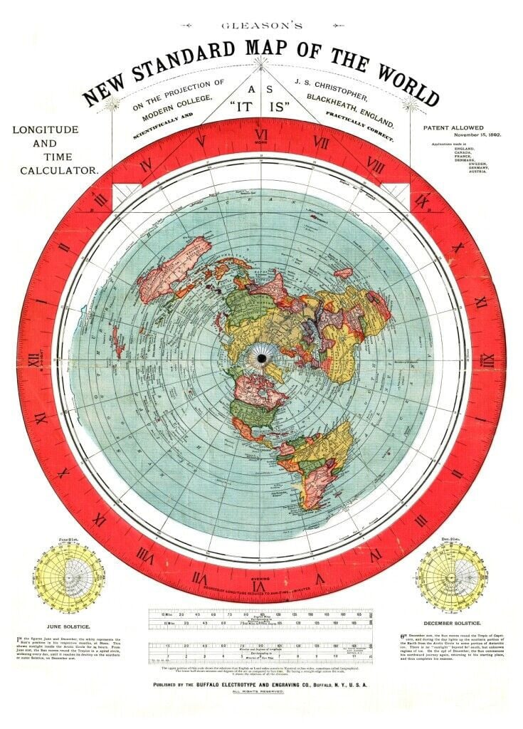 Gleason's map en andere Flat Earth posters