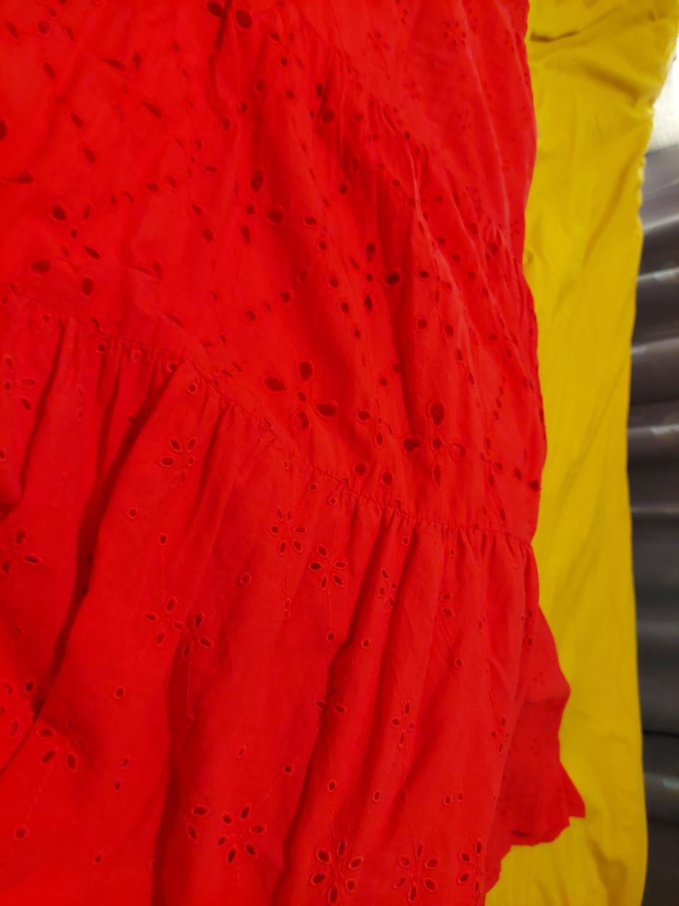 Rode maxi rok broderie, miljuschka 54-56 zgan