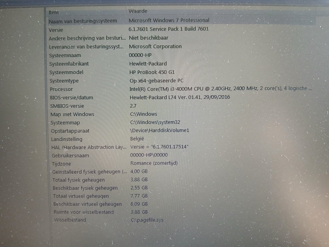 Laptop Hp probook met Windows 7