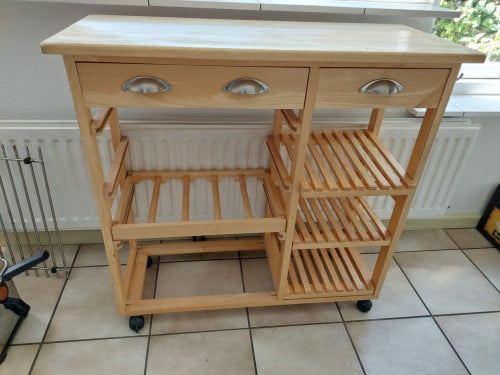 Te koop houten keuken trolly