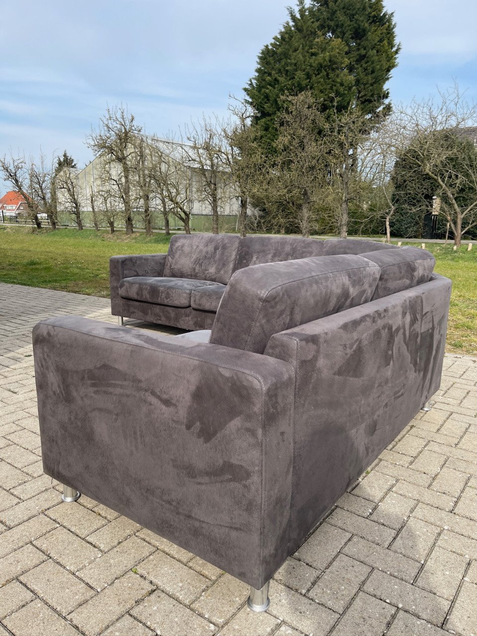 GRATIS LEVERING HEEL NL Stoffen Grote Antraciet Hoekbank
