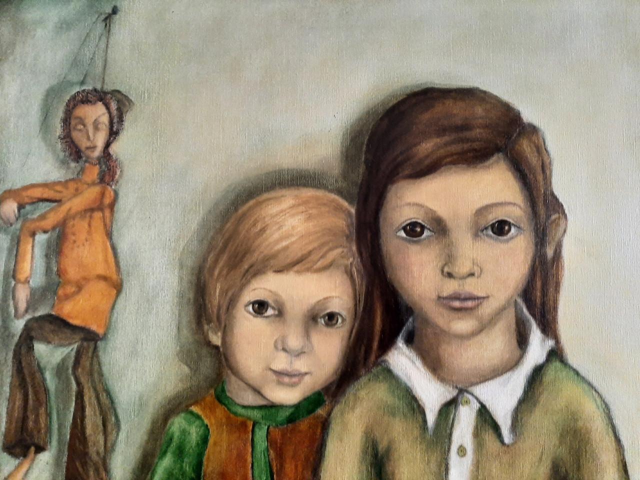 Schilderij Marja de Lange (2 kinderen)