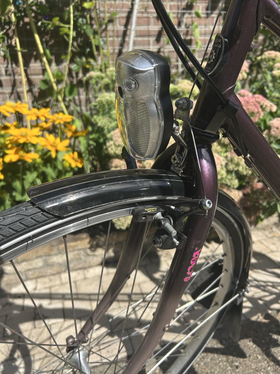 Dames fiets Koga Miyata 28 inch. 21 versn. velgrem verlichting. OK!