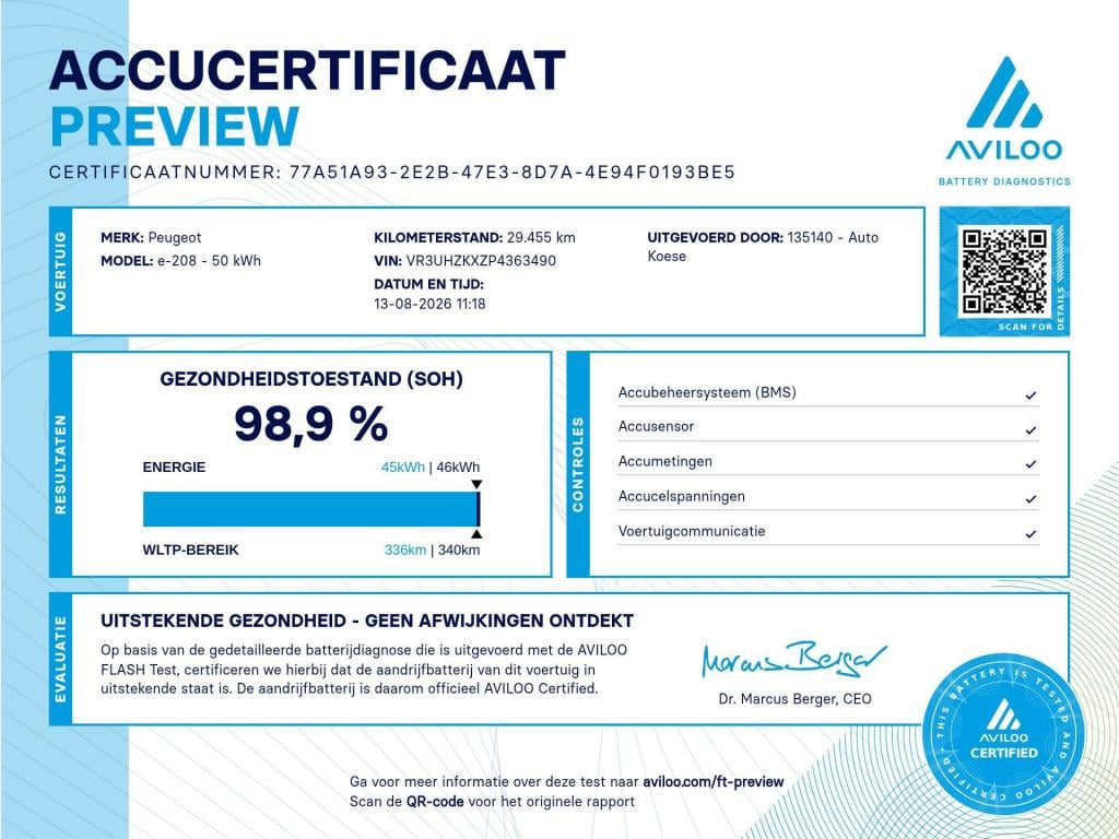Peugeot 208 ev allure 50 kwh | 98,9% soh | 11 kw lader | navigatie | parkee