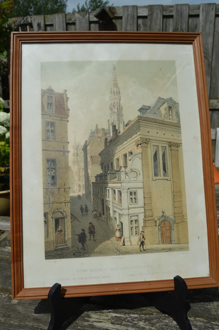 Belgische lithografische prenten van gebouwen (1)