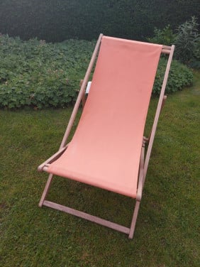 Leuke oranje strandstoel / vintage tuinstoel