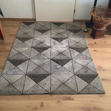 Vloerkleed, beige/bruin met zwart, 190 x 130 cm