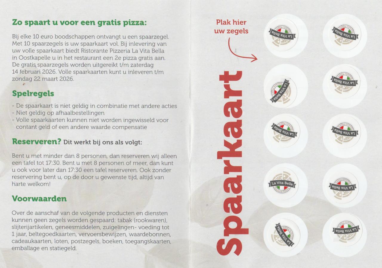 5 volle spaarkaarten Plus Pizza-aktie La Vita Bella