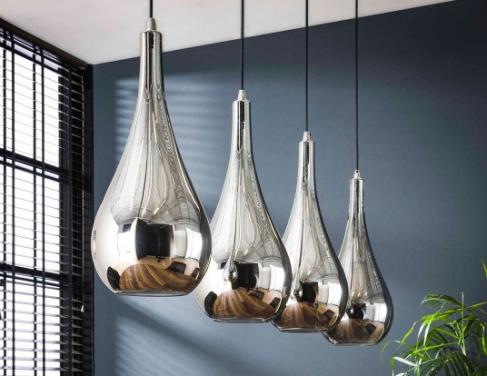 Hanglamp 4 lamp Druppelvormige hanglamp glas zilver Chromed