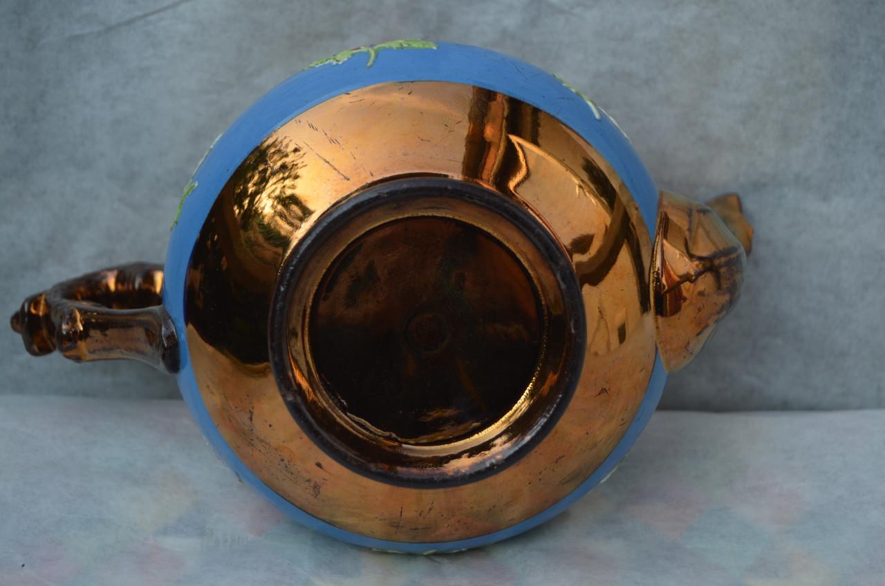 2 Goudsteen kommen Staffordshire ong. 1850 + theepot